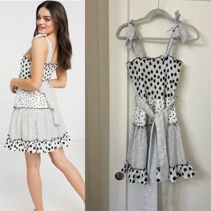 River Island polka dot beach mini dress in White / Navy size S